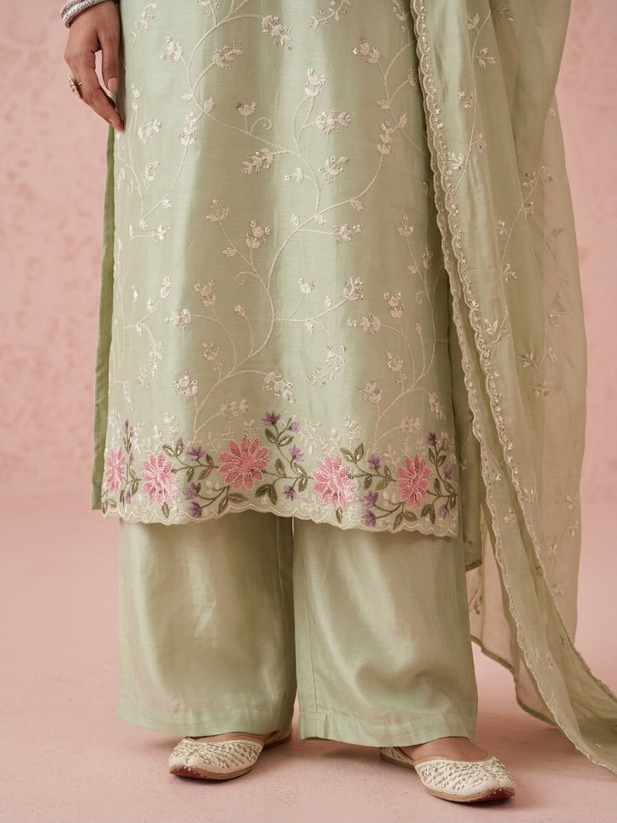 Full Embroidered Mul Chanderi Dupatta Set With Inner MLC40