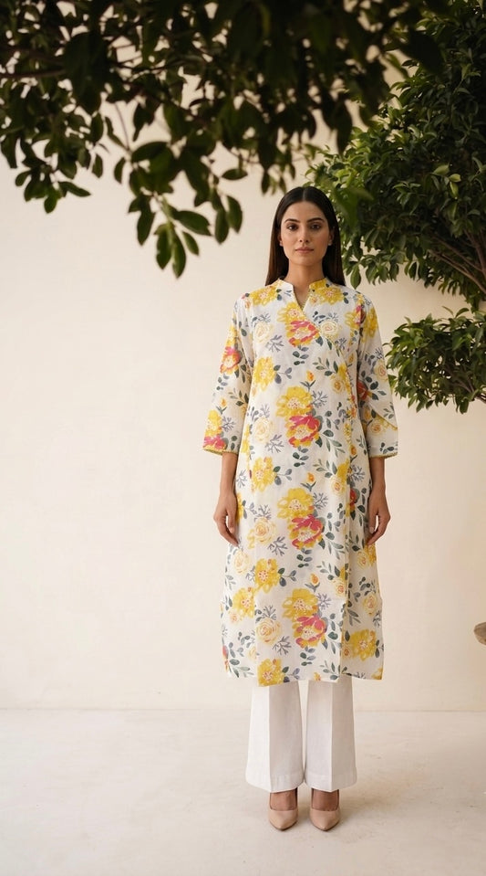 Pure Cotton Single Kurta In Plus Size