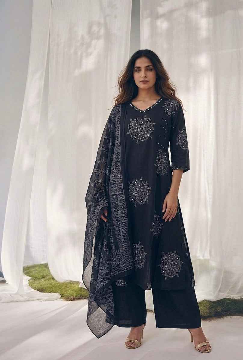 Pure Cotton Three Piece Dupatta Set