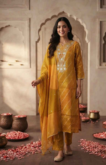 Pure Chanderi  festival wear Dupatta Set