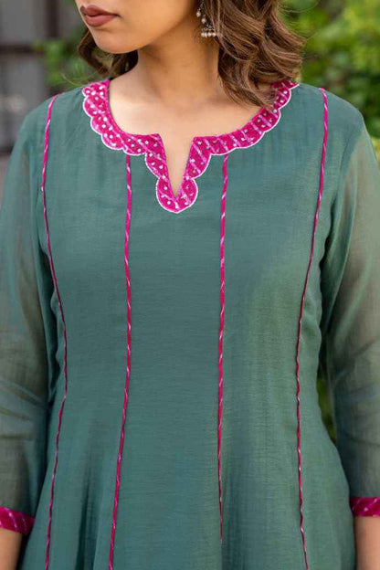 Mul chanderi Dupatta set with inner MLC19
