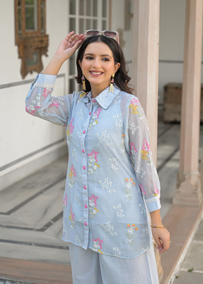 Embroidered Mul Chanderi Co-Ord Set With Inner COS190