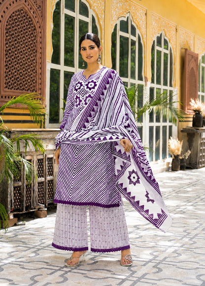 Premium Cotton Lehariya Dupatta Set CS0224