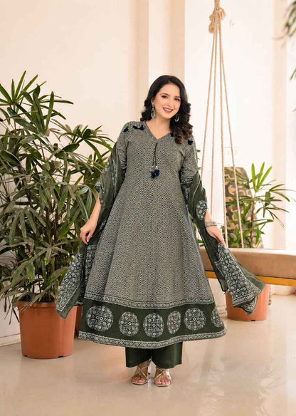 Premium Cotton Anarkali Dupatta set ANK047