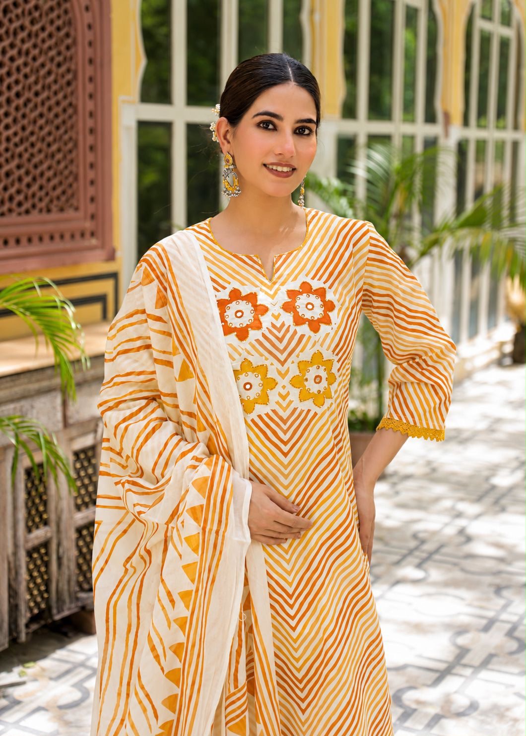 Premium Cotton Lehariya Dupatta Set CS0224