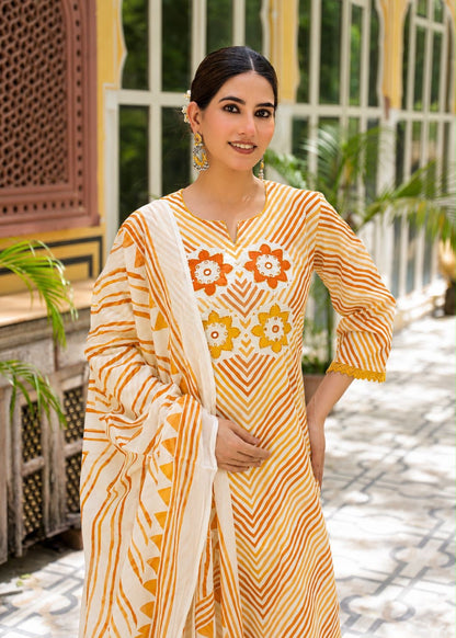 Premium Cotton Lehariya Dupatta Set CS0224