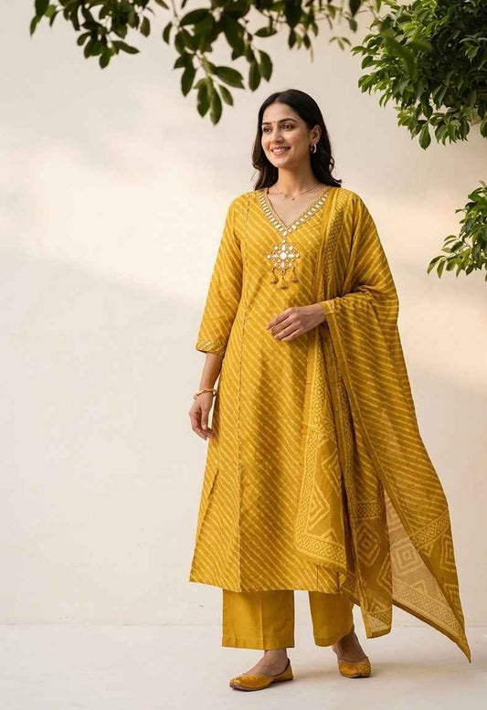 Pure Cotton Dupatta Set In Plus Size
