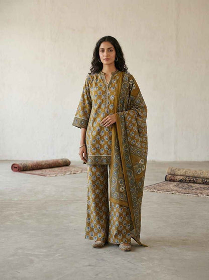 Premium Cotton short length dupatta set