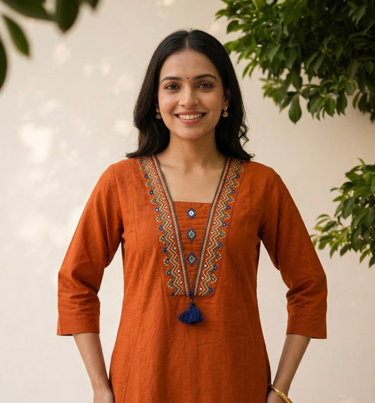 Premium Dabu Cotton Solid Base With Printed Dupatta Set CS0328