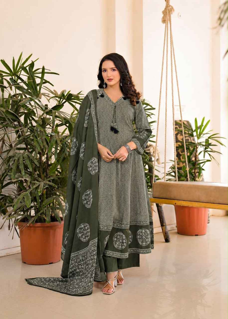 Premium Cotton Anarkali Dupatta set ANK047