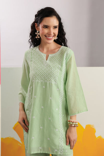Premium Mul cotton cord set with embroidery with inner COS146