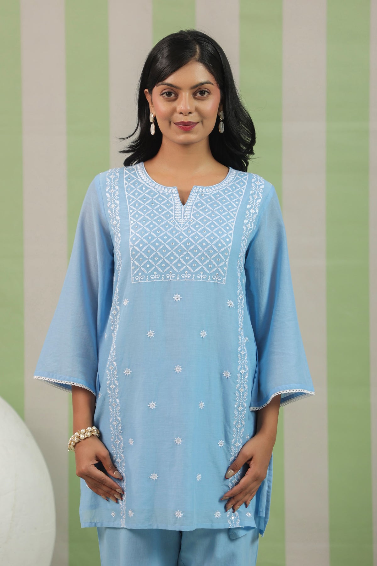 Premium Mul cotton cord set with embroidery with inner COS146