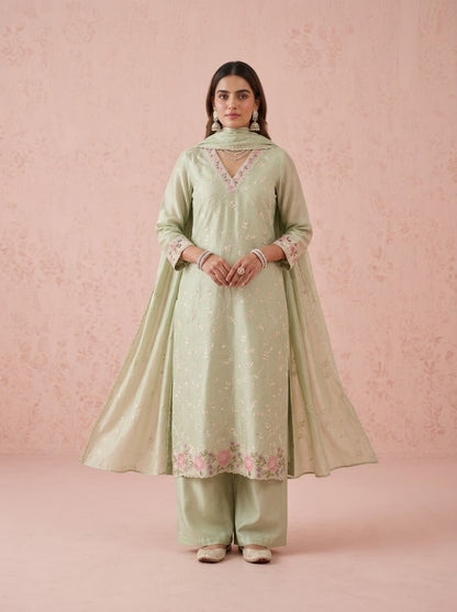 Full Embroidered Mul Chanderi Dupatta Set With Inner MLC40