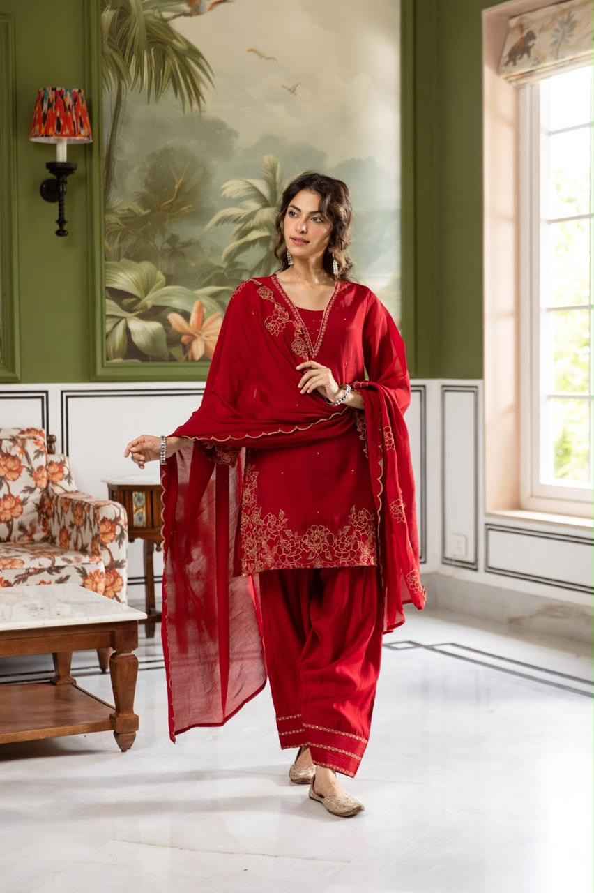 Festive Chanderi Silk Set with Farsi Salwar CHS023