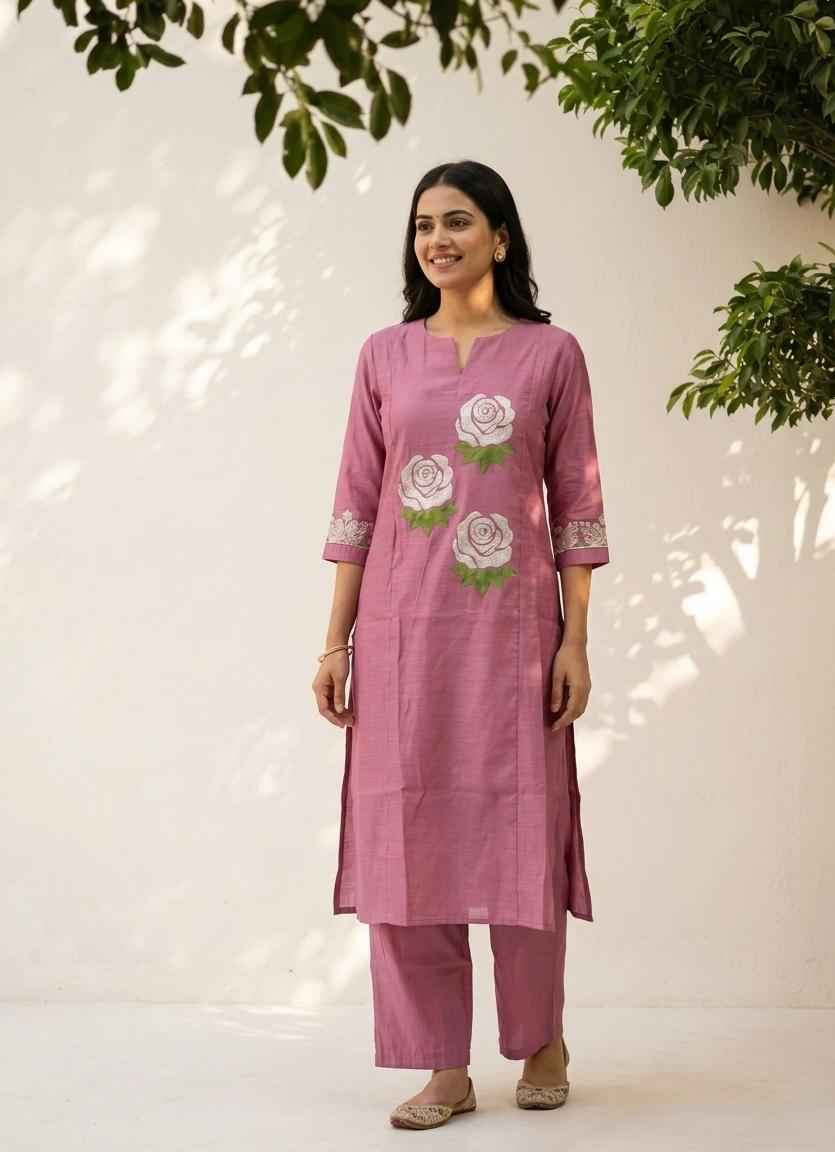 Premium silk pant sets with embroidery PS0170