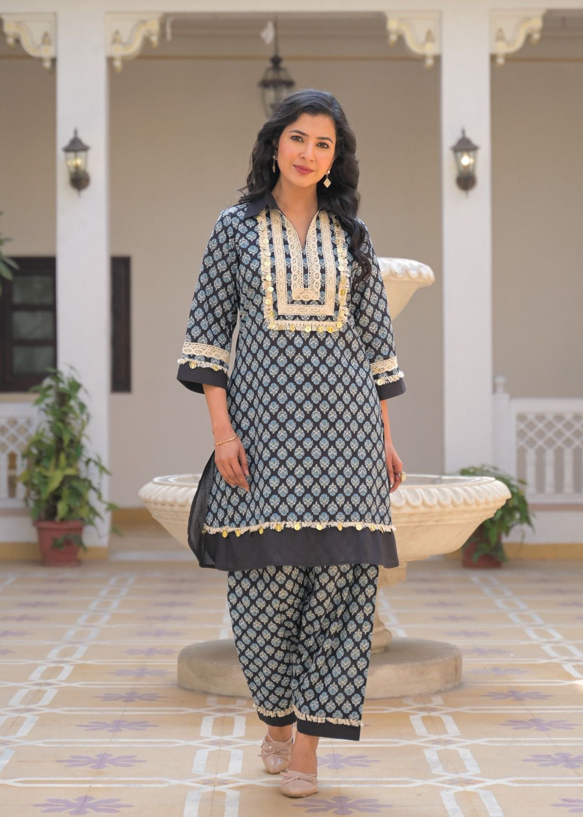 Premium Cotton With Sipli  work Co Ord Set COS097