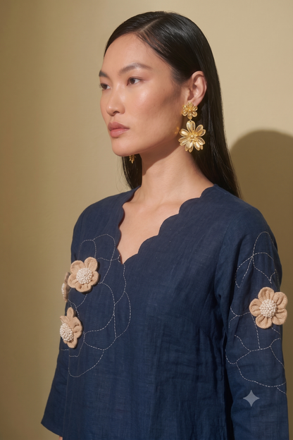 Mul Chanderi Silk Applique Co Ord Set COS186