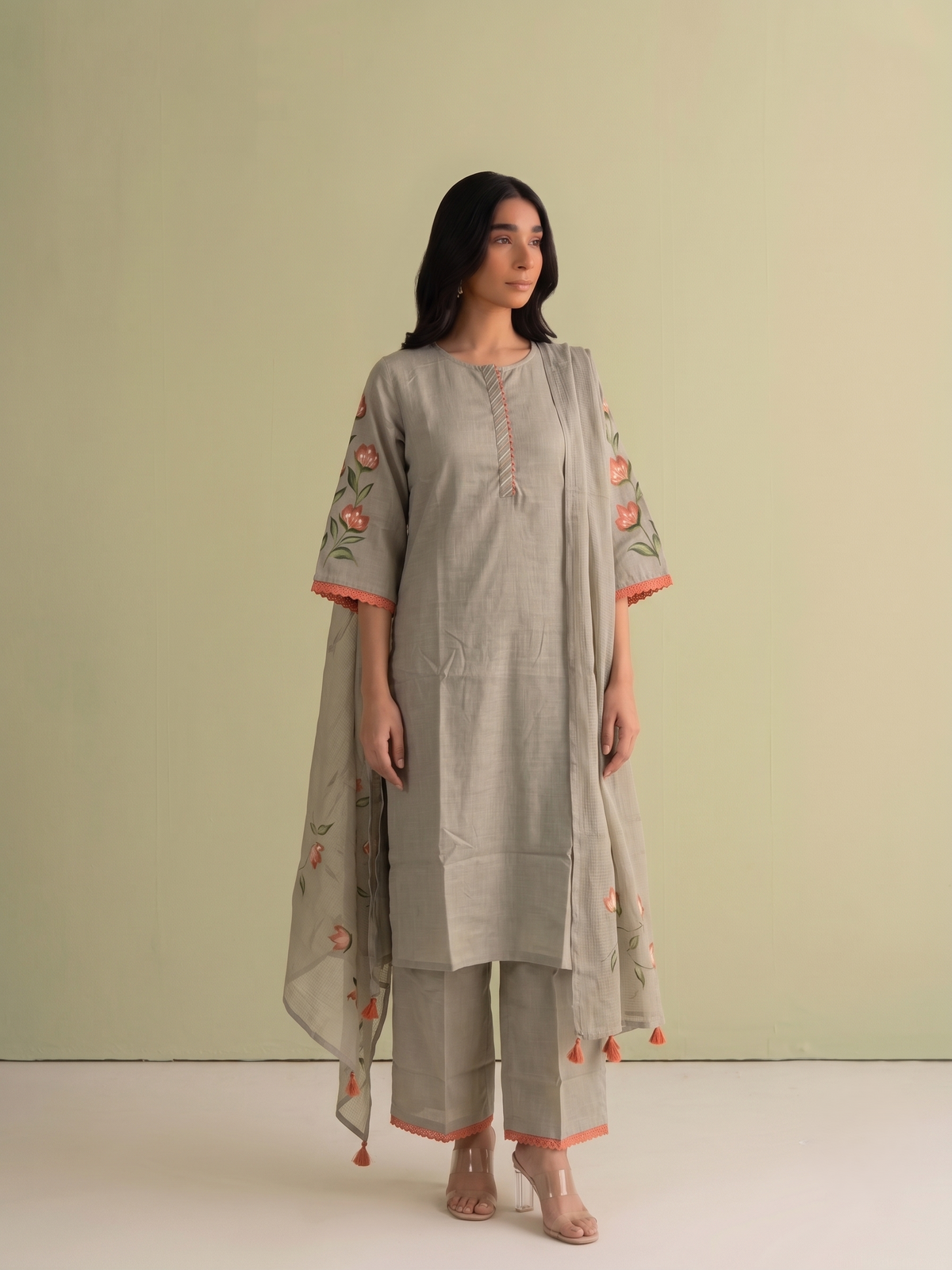Pure Cotton Brush Print Dupatta Set CS0335