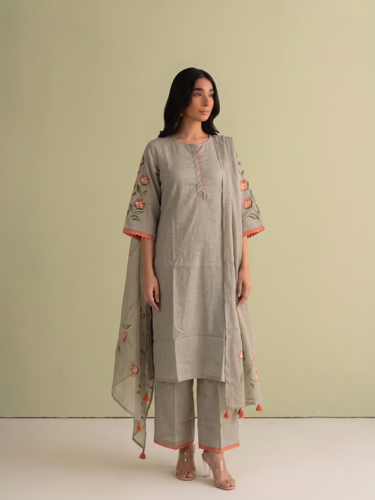 Pure Cotton Brush Print Dupatta Set CS0335
