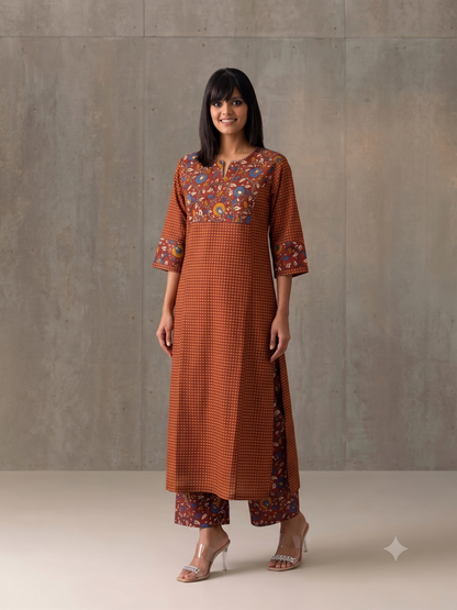Cotton Office Wear Kalamkari Pant Set