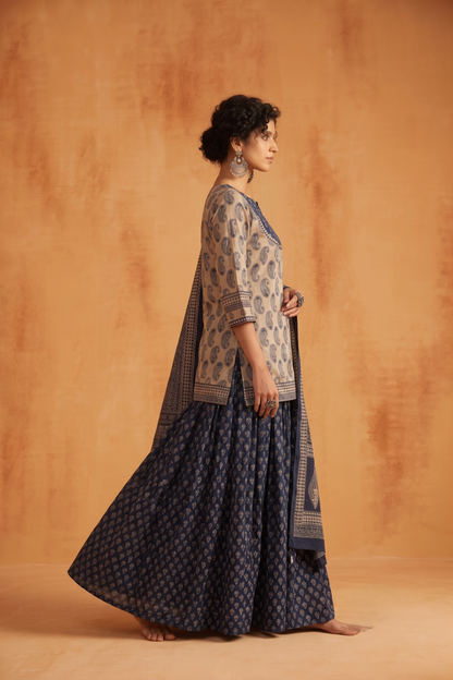 Pure Cotton Dupatta Set With Skirt CS0338