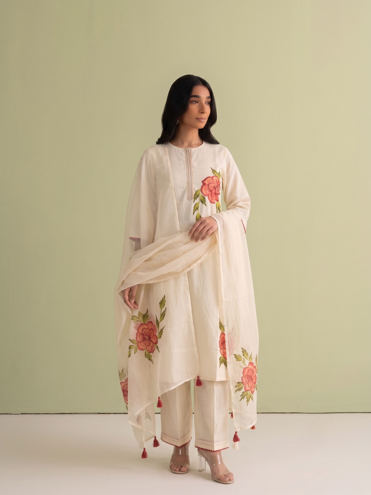 Pure Cotton Brush  Print Dupatta Set CS0338