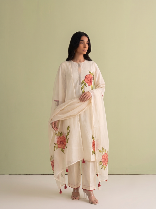 Pure Cotton Brush  Print Dupatta Set CS0338