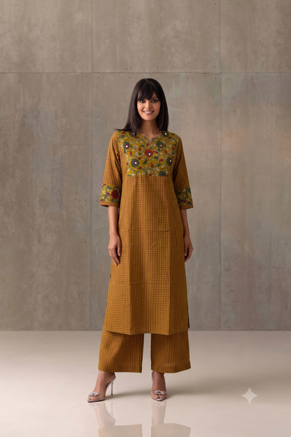 Cotton Office Wear Kalamkari Pant Set