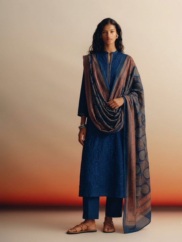 Pure Cotton Three Piece Dupatta Set CS0333