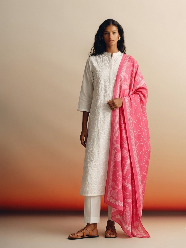 Pure Cotton Three Piece Dupatta Set CS0332