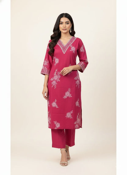Pure Cotton Three Piece Dupatta Set -CS0104