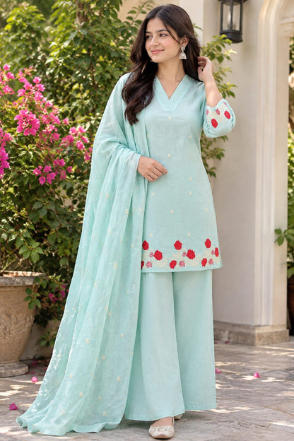 Premium Cotton Dupatta Set with embroidery