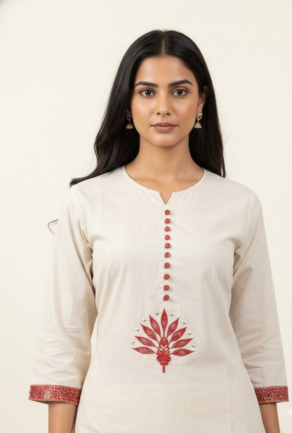 Premium Cotton A-Line Solid Beas With Printed Dupatta set CS0178