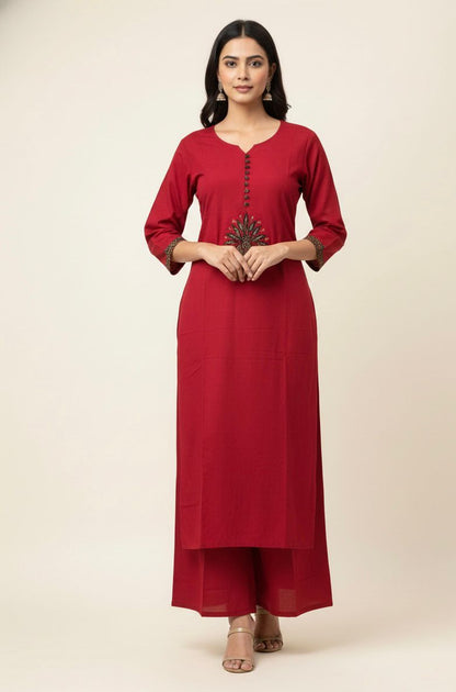 Premium Cotton A-Line Solid Beas With Printed Dupatta set CS0178