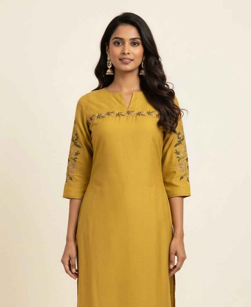 Muslin Solid Base Embroidered Pant Set MS001