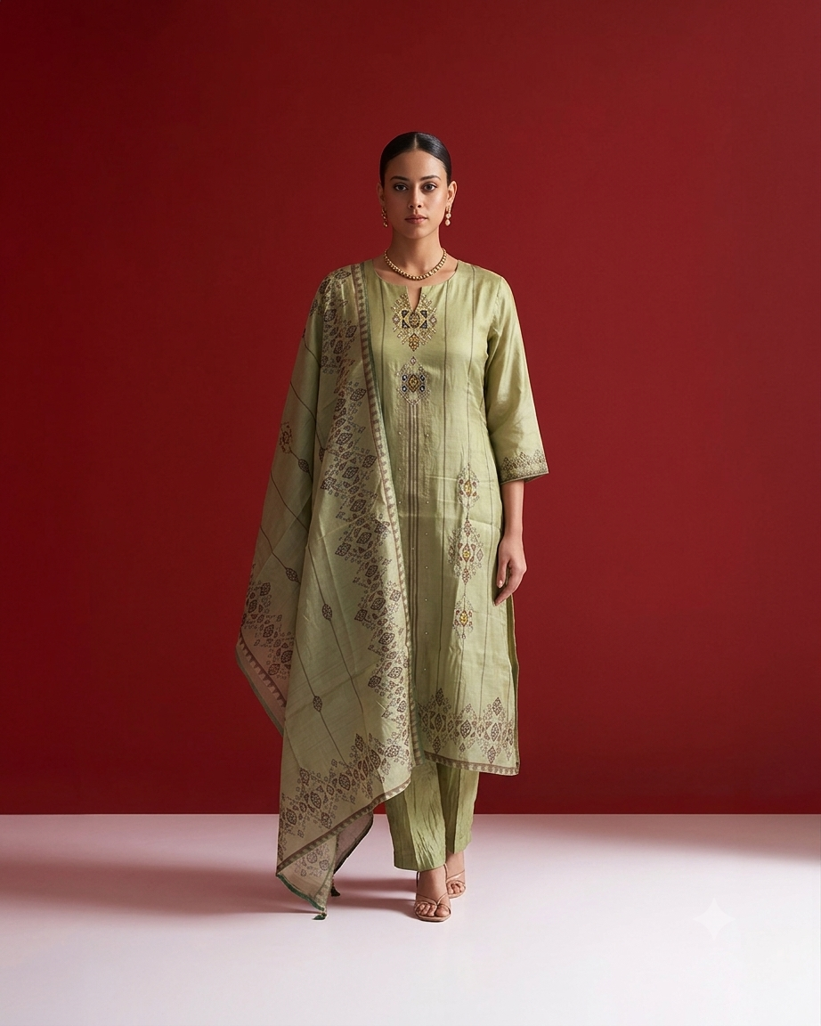 Pure Chanderi Dupatta Set CHS024