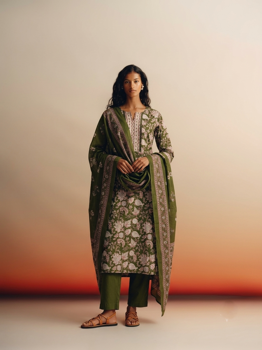 Pure Cotton Three Piece Dupatta Set CS0331