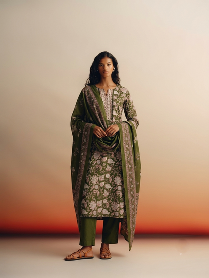Pure Cotton Three Piece Dupatta Set CS0331