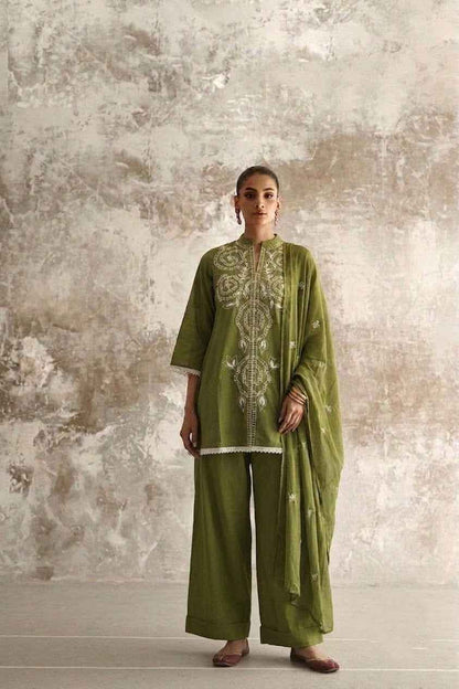 Short length Dupatta Set With Farsi Salwar In Cotton Fabric CS0344