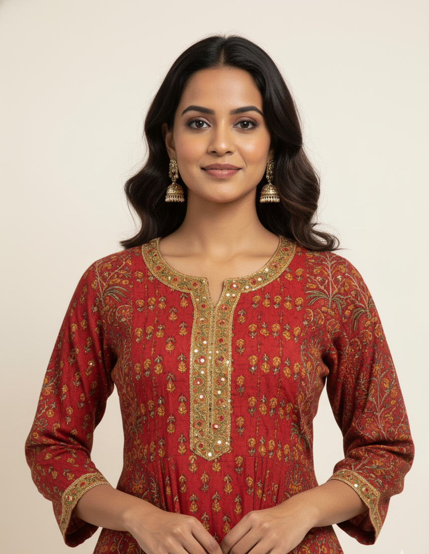 New Pure Cotton A Line Dupatta Set And Embroidery Work CS0141