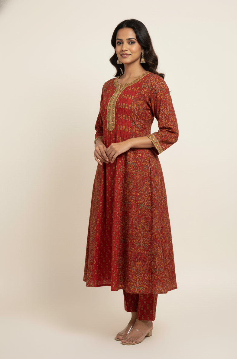 New Pure Cotton A Line Dupatta Set And Embroidery Work CS0141