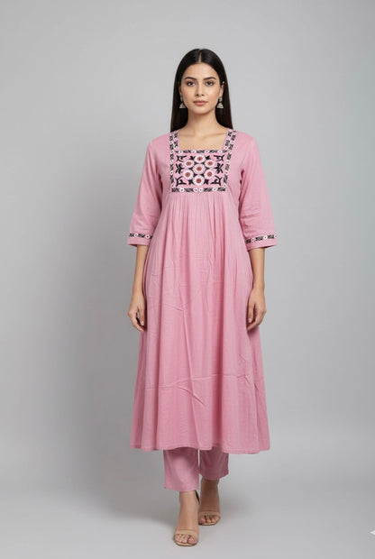 Pure Muslin A Line Two Piece Pant Set  MPS008