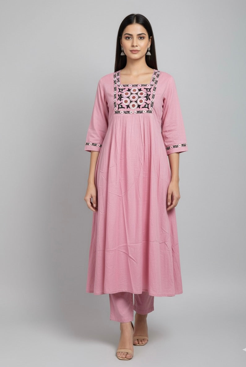 Pure Muslin A Line Two Piece Pant Set  MPS008