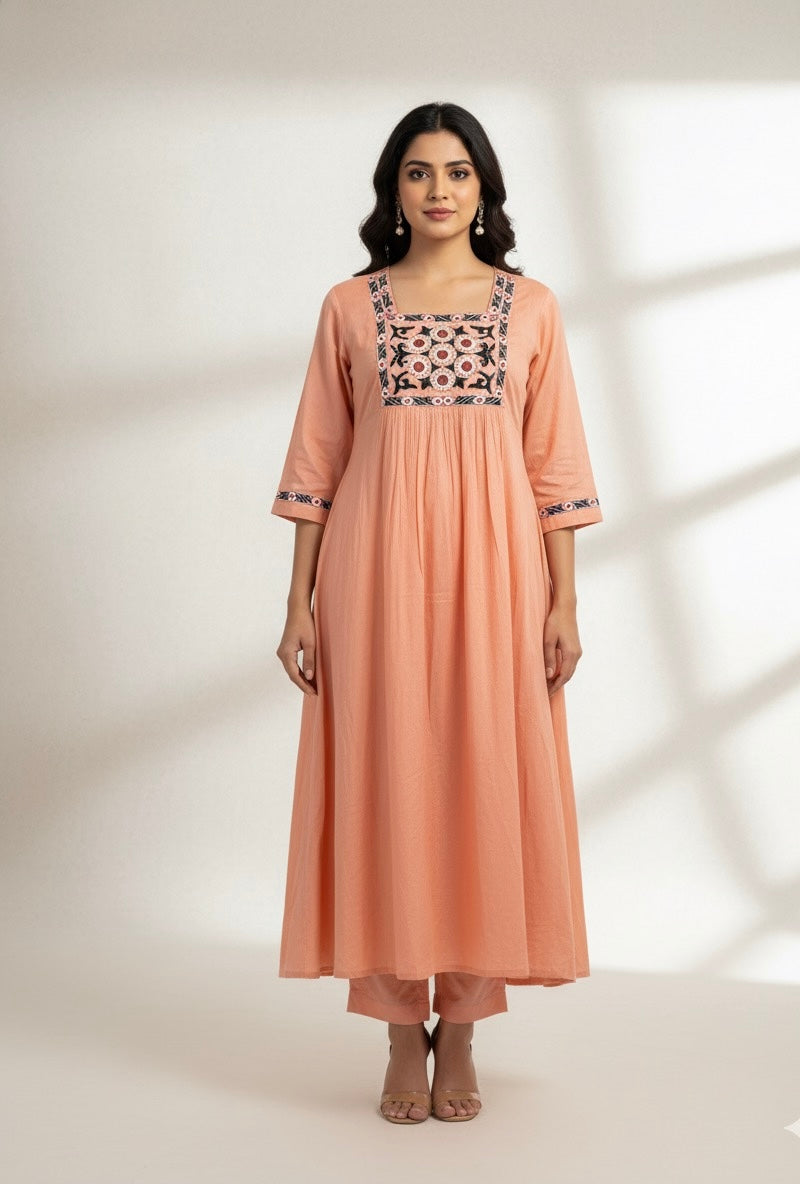 Pure Muslin A Line Two Piece Pant Set  MPS008