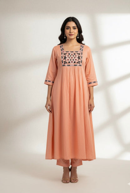 Pure Muslin A Line Two Piece Pant Set  MPS008