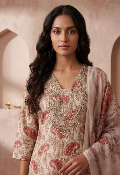 Premium Chanderi silk Three Piece Dupatta Set FW007
