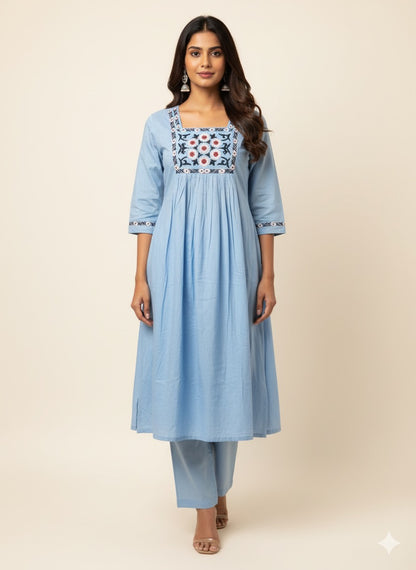 Pure Muslin A Line Two Piece Pant Set  MPS008