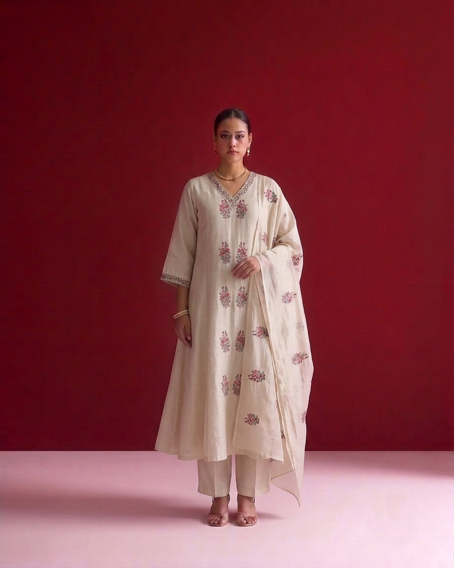 A Line  Mul Chanderi  Dupatta Set MLC30