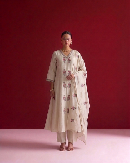 A Line  Mul Chanderi  Dupatta Set MLC30