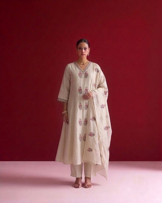 A Line  Mul Chanderi  Dupatta Set MLC30